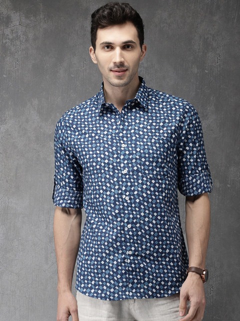 

Anouk Men Blue Regular Fit Printed Casual Shirt