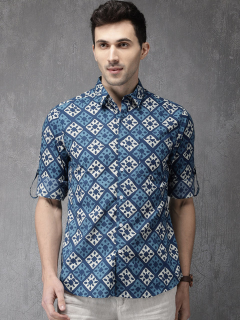 

Anouk Men Blue Printed Casual Shirt