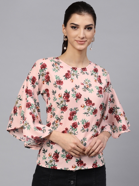 

Popnetic Women Peach-Coloured Printed Top