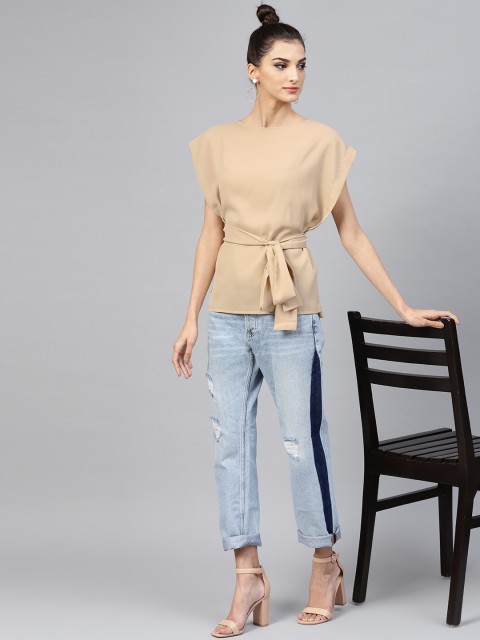 

Popnetic Women Beige Solid Top