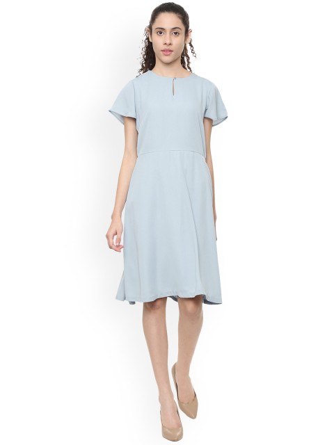 

Van Heusen Woman Blue Solid Fit and Flare Dress