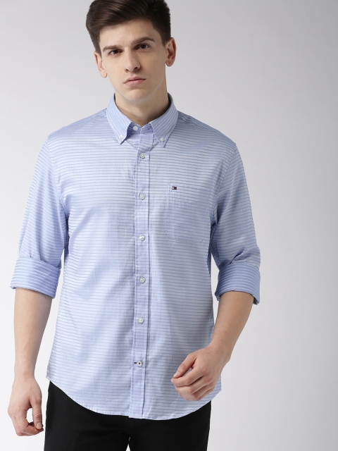 

Tommy Hilfiger Men Blue Regular Fit Striped Casual Shirt