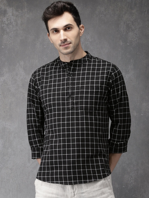 

Anouk Men Black & White Checked Straight Kurta