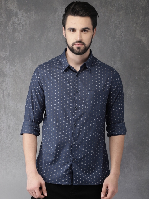 

Anouk Men Navy Blue Regular Fit Printed Casual Shirt