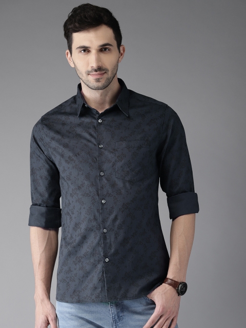 

Anouk Men Charcoal Grey Regular Fit Printed Casual Shirt