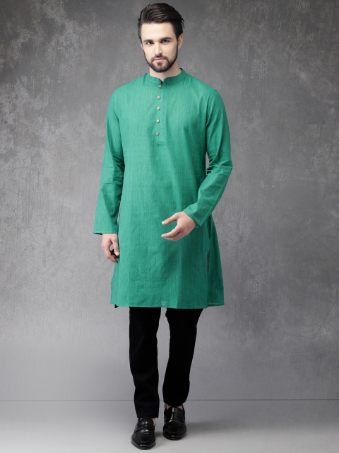 

Anouk Men Green Solid Straight Kurta