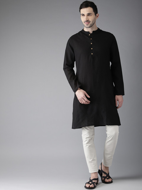 

Anouk Men Black Woven Design Straight Kurta