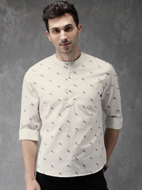 

Anouk Men White Printed Straight Kurta