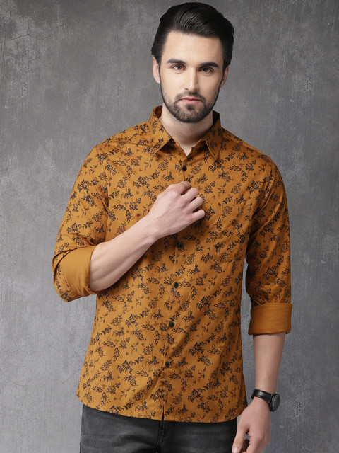 

Anouk Men Mustard Brown Regular Fit Printed Casual Shirt