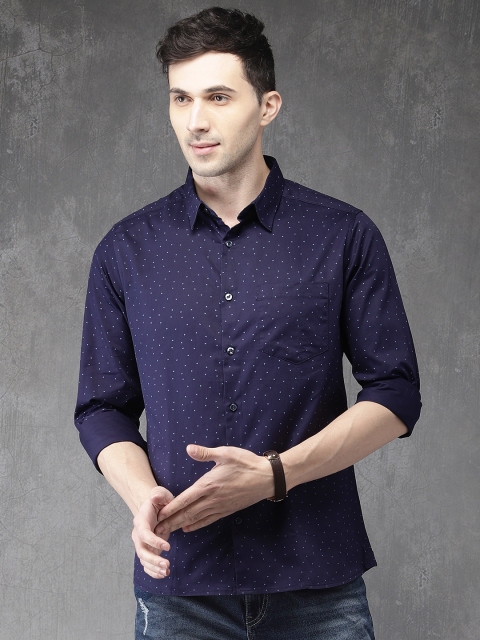 

Anouk Men Navy Blue Regular Fit Printed Casual Shirt