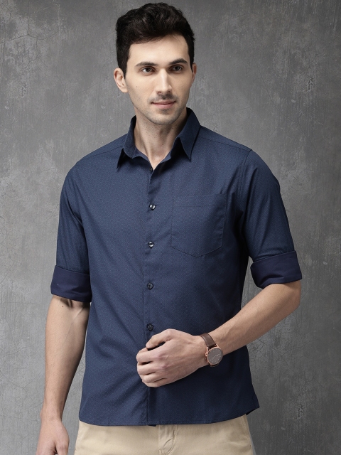 

Anouk Men Navy Blue Regular Fit Self Design Casual Shirt