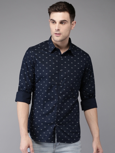 

Anouk Men Navy Blue & Grey Regular Fit Printed Casual Shirt