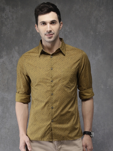 

Anouk Men Mustard Yellow Regular Fit Printed Casual Shirt