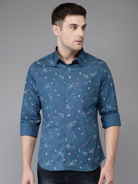

Anouk Men Blue & Red Regular Fit Printed Casual Shirt