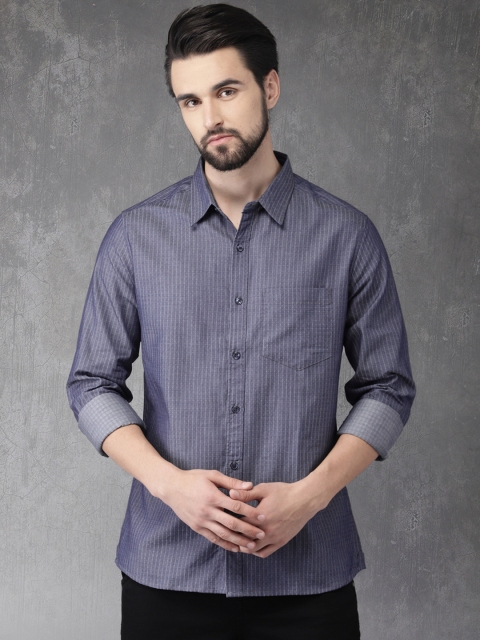 

Anouk Men Blue Regular Fit Striped Casual Shirt