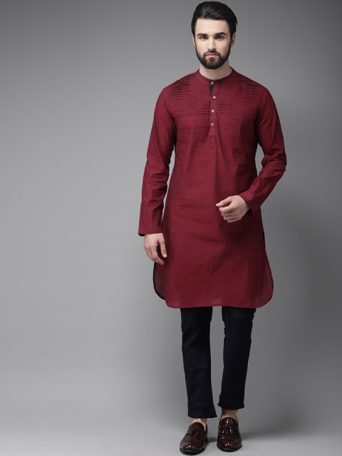 

Anouk Men Maroon Solid Straight Kurta