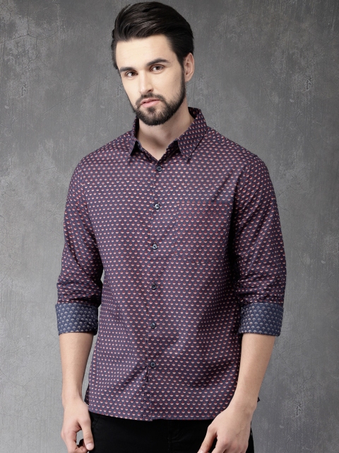 

Anouk Men Blue & Red Regular Fit Printed Casual Shirt