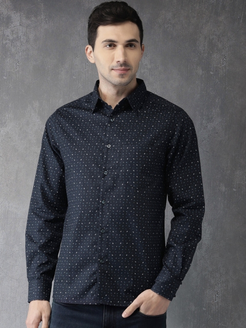 

Anouk Men Navy Blue Regular Fit Printed Casual Shirt