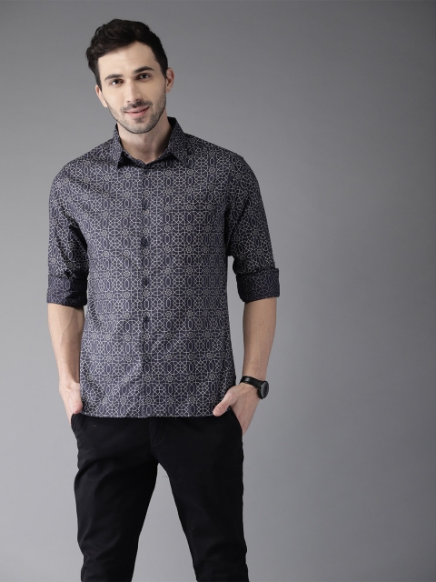 

Anouk Men Black & Grey Regular Fit Printed Casual Shirt