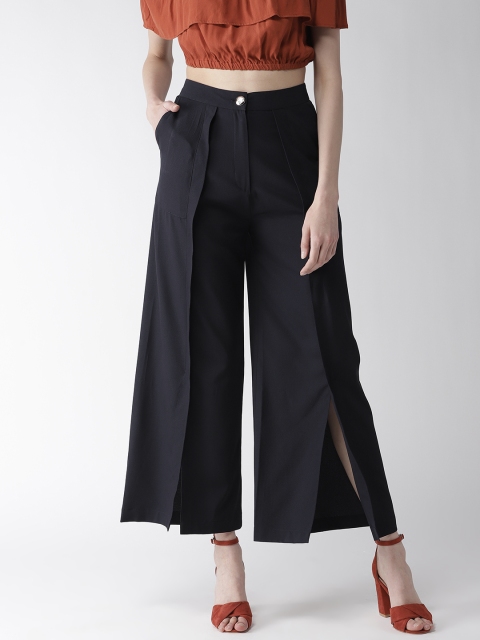 

QUIERO Women Navy Blue Flared Solid Parallel Trousers