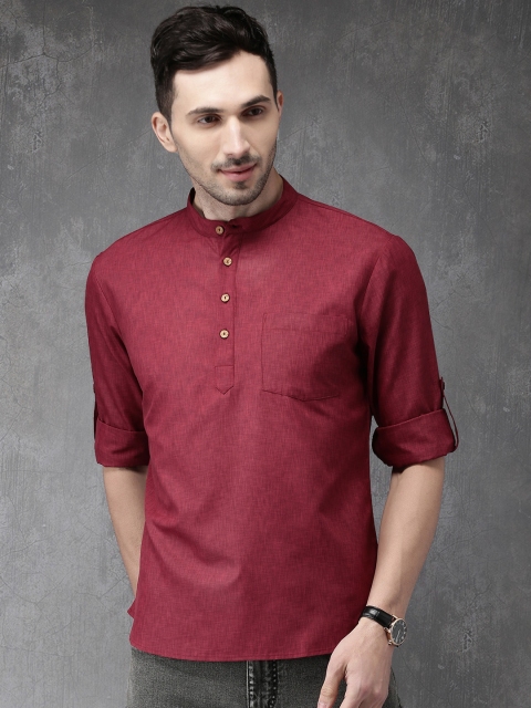 

Anouk Men Maroon Solid Straight Kurta