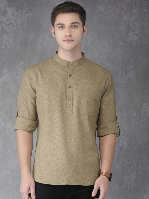 

Anouk Men Olive Green Solid Straight Kurta