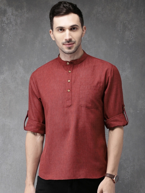 

Anouk Men Maroon Woven Design Straight Kurta