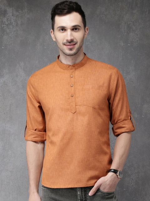 

Anouk Men Brown Woven Design Straight Kurta