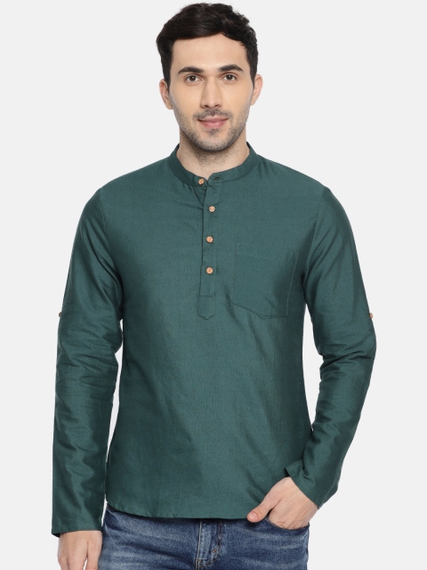 

Anouk Men Teal Green Solid Straight Kurta