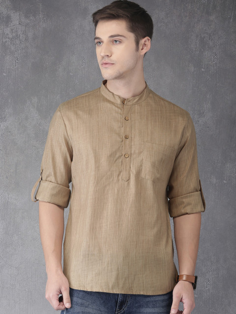 

Anouk Men Beige Solid Straight Kurta