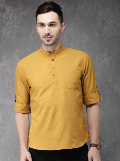 

Anouk Men Mustard Yellow Solid Straight Kurta