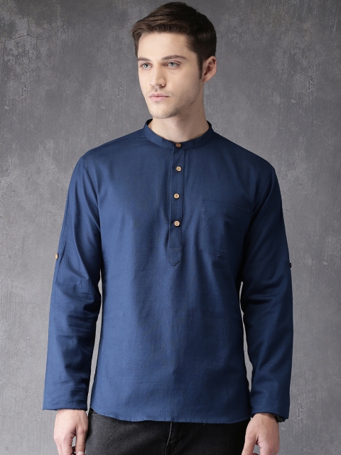 

Anouk Men Navy Blue Solid Straight Kurta