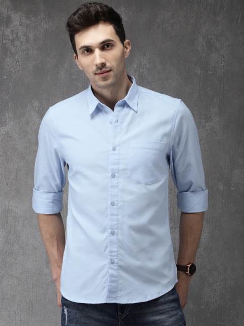 

Anouk Men Blue Regular Fit Solid Casual Shirt