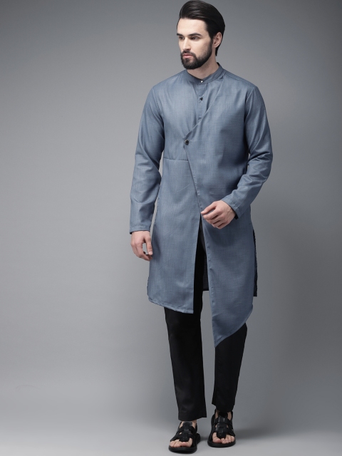 

Anouk Men Blue Solid Asymmetric Straight Kurta