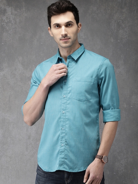 

Anouk Men Teal Regular Fit Solid Casual Shirt