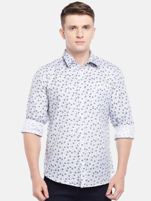 

Anouk Men White & Blue Regular Fit Printed Casual Shirt