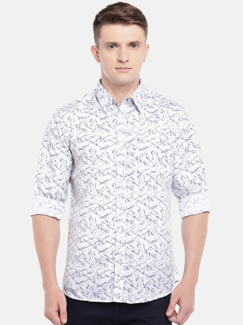 

Anouk Men White & Blue Regular Fit Printed Casual Shirt