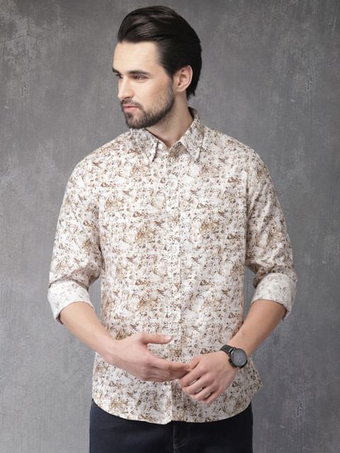 

Anouk Men White & Brown Regular Fit Printed Casual Shirt
