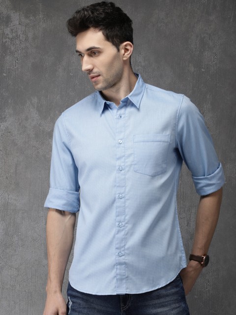 

Anouk Men Blue Regular Fit Self Design Casual Shirt