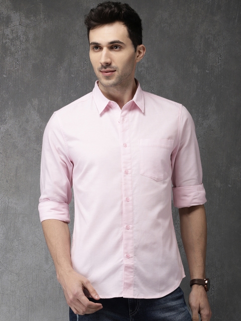 

Anouk Men Pink Regular Fit Solid Casual Shirt