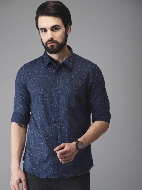 

Anouk Men Navy Blue Printed Regular Fit Casual Shirt