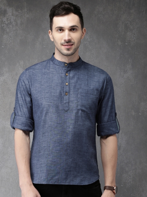 

Anouk Men Navy Blue Solid Straight Kurta