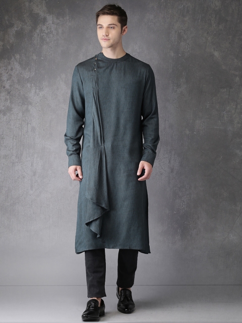 

Anouk Men Grey Solid Straight Kurta