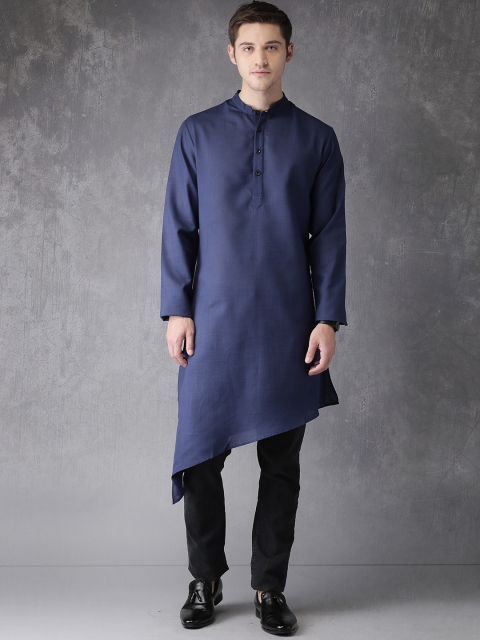 

Anouk Men Navy Blue Solid Straight Kurta