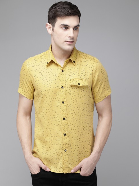 

Anouk Men Yellow Printed Casual Shirt