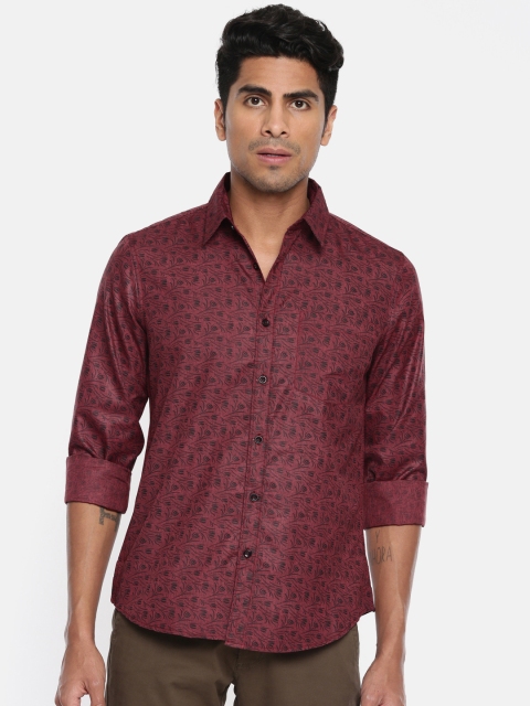 

Anouk Men Maroon & Black Regular Fit Printed Casual Shirt