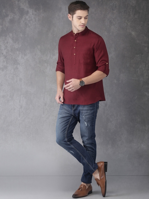 

Anouk Men Maroon Solid Straight Kurta