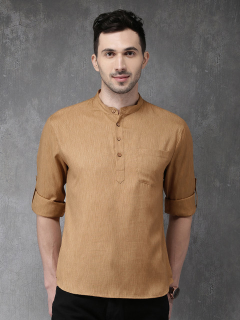 

Anouk Men Khaki Brown Woven Design Straight Kurta