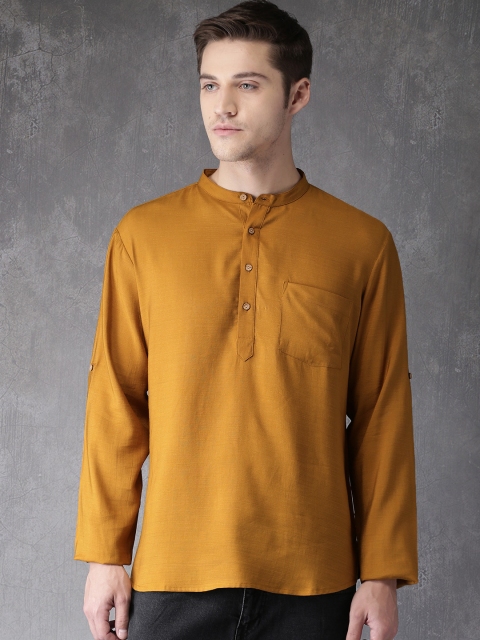 

Anouk Men Mustard Solid Straight Kurta