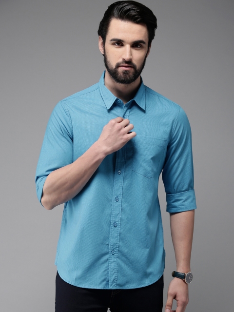 

Anouk Men Blue Regular Fit Checked Casual Shirt